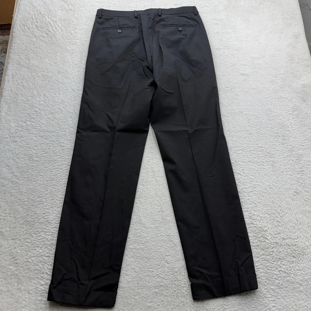 Lauren Ralph Lauren Mens Black 100% Wool Pleated Cuffed Dress Pants 32W 32L